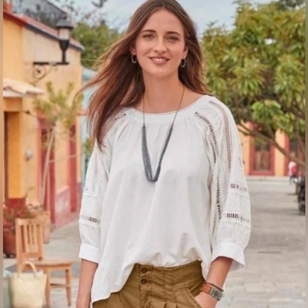 Sundance Amelie Daylight Top White Eyelet Blouse Size Small